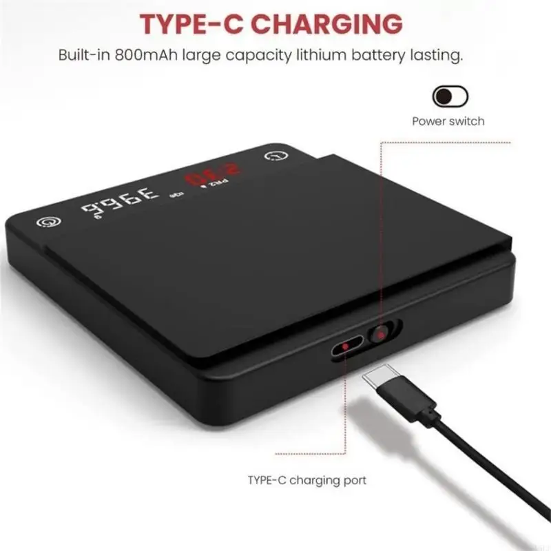 

Y5LF Digital Kitchen Scale USB Scale Electric Coffee Scales Digital Scale Plastic Material Gift for Coffee Enthusiasts