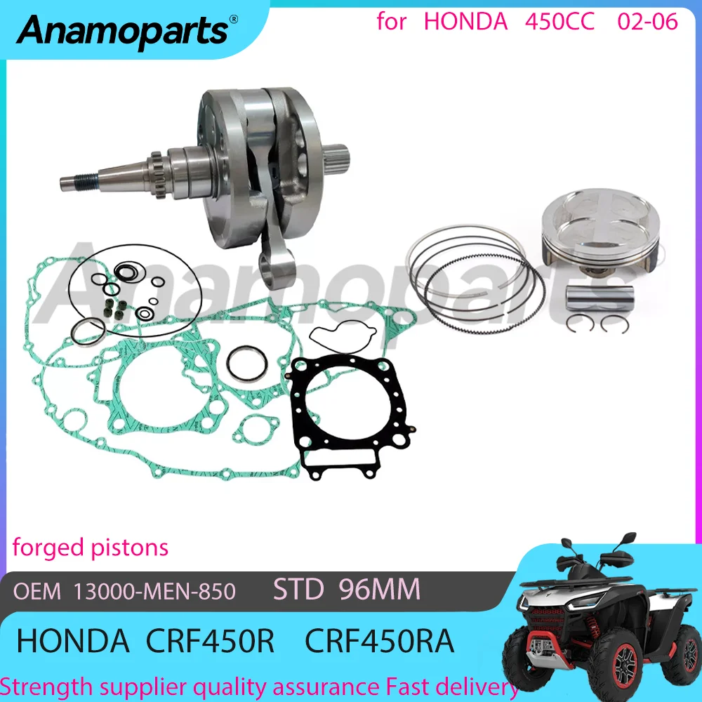 

STD 96MM Motor crankshaft forging piston kit Overhaul Rebuild for 02-06 Honda CRF450R CR 450 RA CRF450RA 450CC 13000-MEN-850