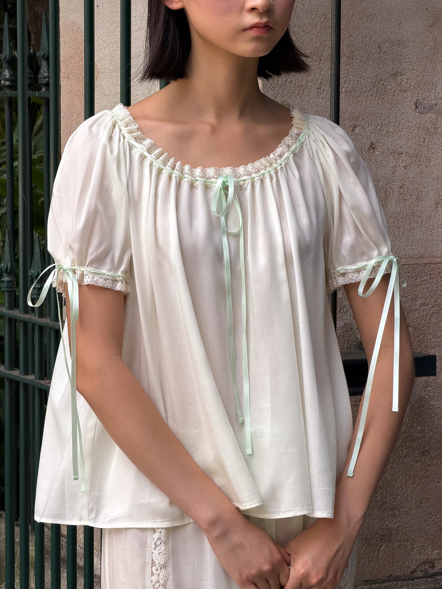 

Рубашка с коротким рукавом и кружевной отделкой My Mum Made It, винтажная, белая, прозрачная, тонкая, женская, повседневная, элегантная, дышащая, для активного отдыха