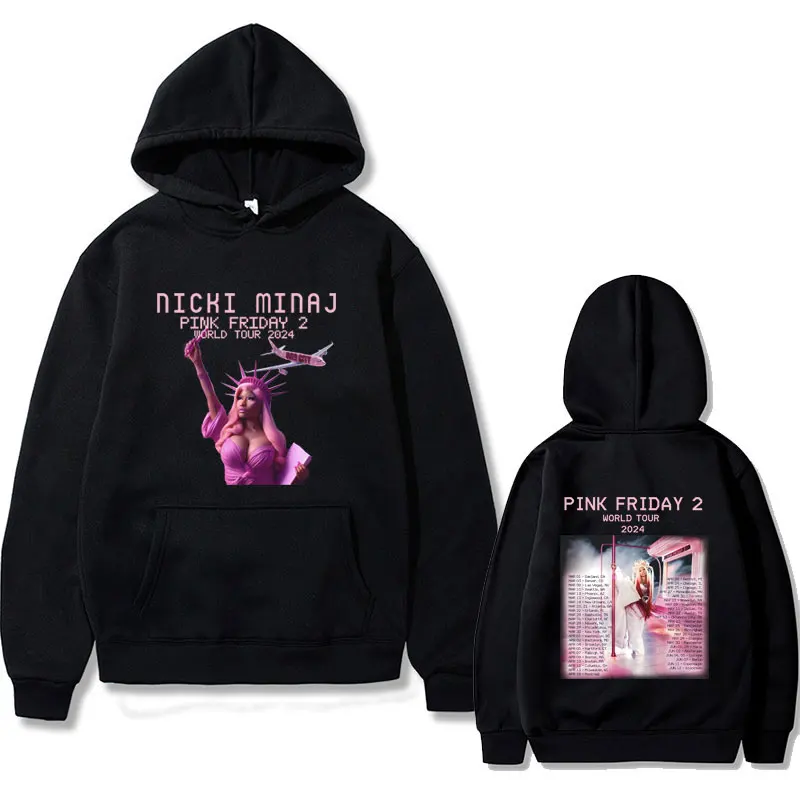 

Rapper Nicki Minaj Pink Friday 2 2024 World Tour Graphic Hoodie Men Women Hip Hop Oversized Sweatshirt Unisex Casual Hoodies