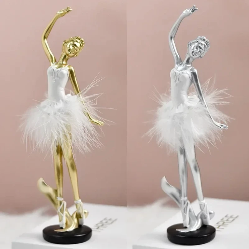 Action Figures Toys Crafts Resin Model Statue Collection Home Decoration Girl Nordic Style Lovely Ballet Dance Girl Gift