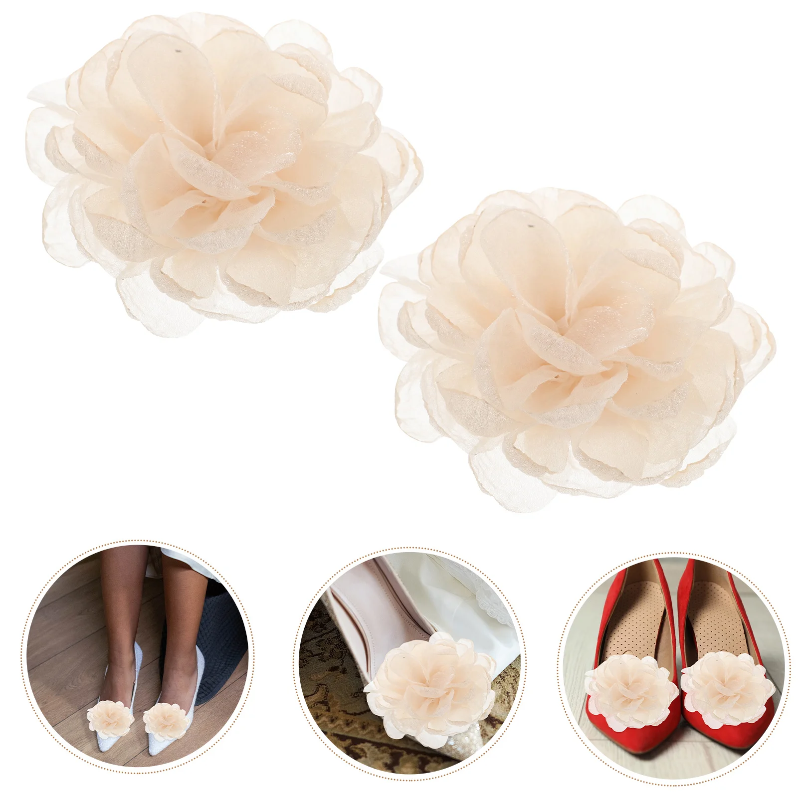 

1 Pair Flower Shoe Clip Detachable Buckles Decorations Women High Heel Accessories Wedding Gauze Flower Design
