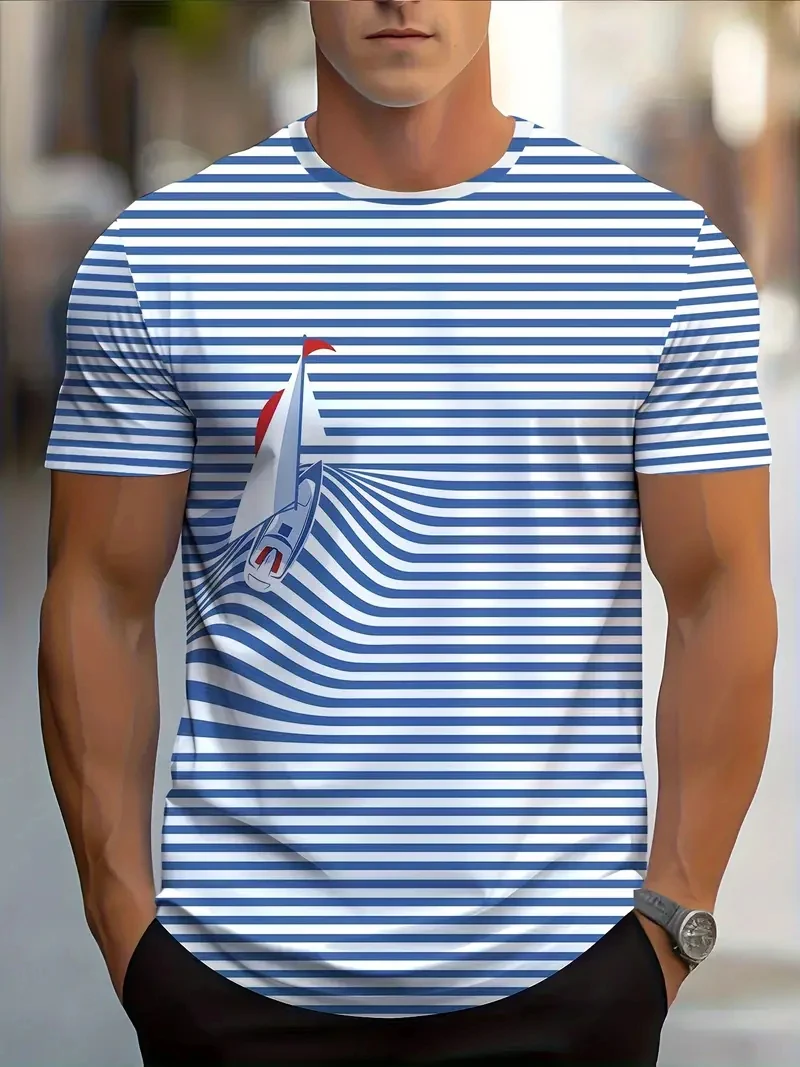 Thumbnail 2 - #67 Latest Mens Striped T-Shirts Offers