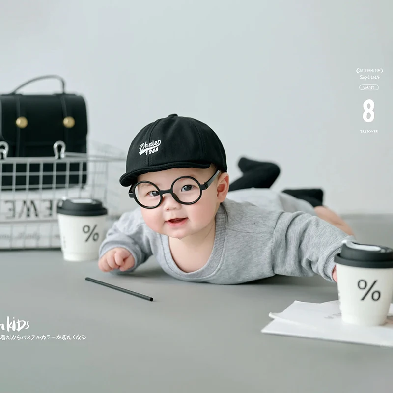 Ins Style Abbigliamento fotografico per bambini Puntelli a tema grigio Set 3-9 mesi Foto per bambini Prendendo abbigliamento Accessori per riprese fotografiche artistiche