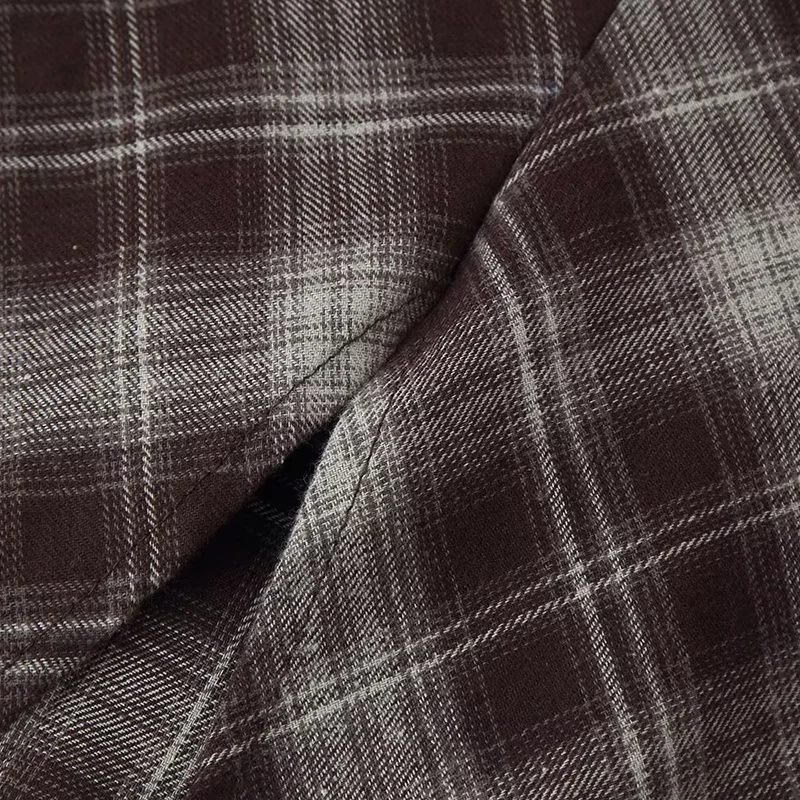 Outono turn-down colarinho manga longa solto retalhos camisa xadrez feminina cinched botão acima topos feminino chique casual wear 2025 novo