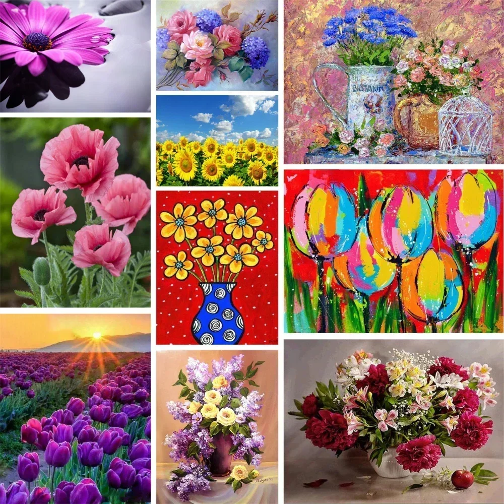 

597004 Flowers Sunflower Tuilp DIY Painting By Numbers Package Oil Paints 40*50 Picture By Numbers Photo New Design Crafts