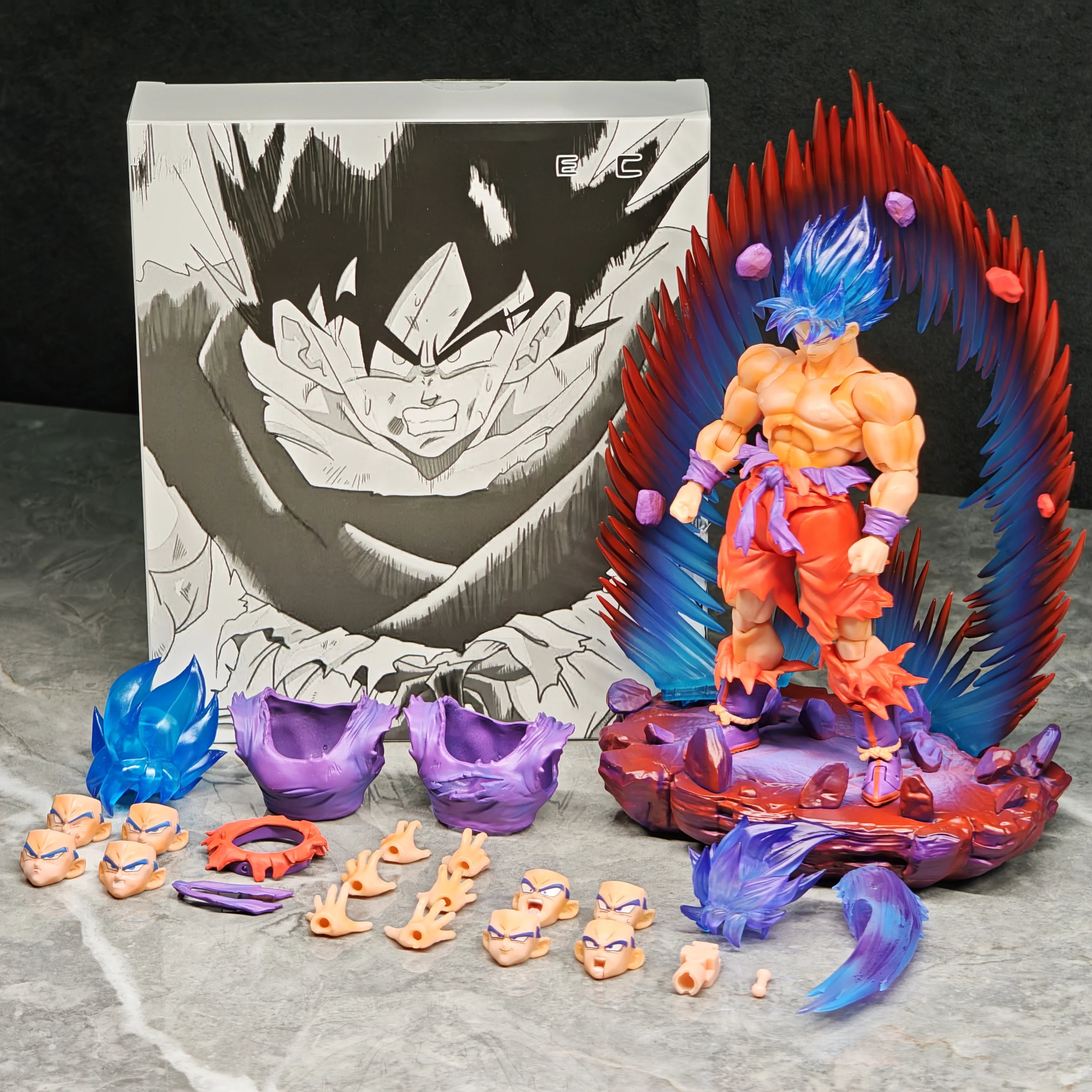 Figura de acción a escala 1/12 de GOKU de Dragon Ball Z, modelo de juguete de la serie Kaiouken de EC SHF, figura de anime, regalo.