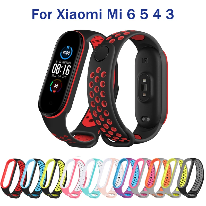 Silicone Strap For Xiaomi Mi Band 6 5 4 3 7 Cute Two-Color Wrist Straps For Mi Band 7 Bracelet Replacement Wristband Accessories