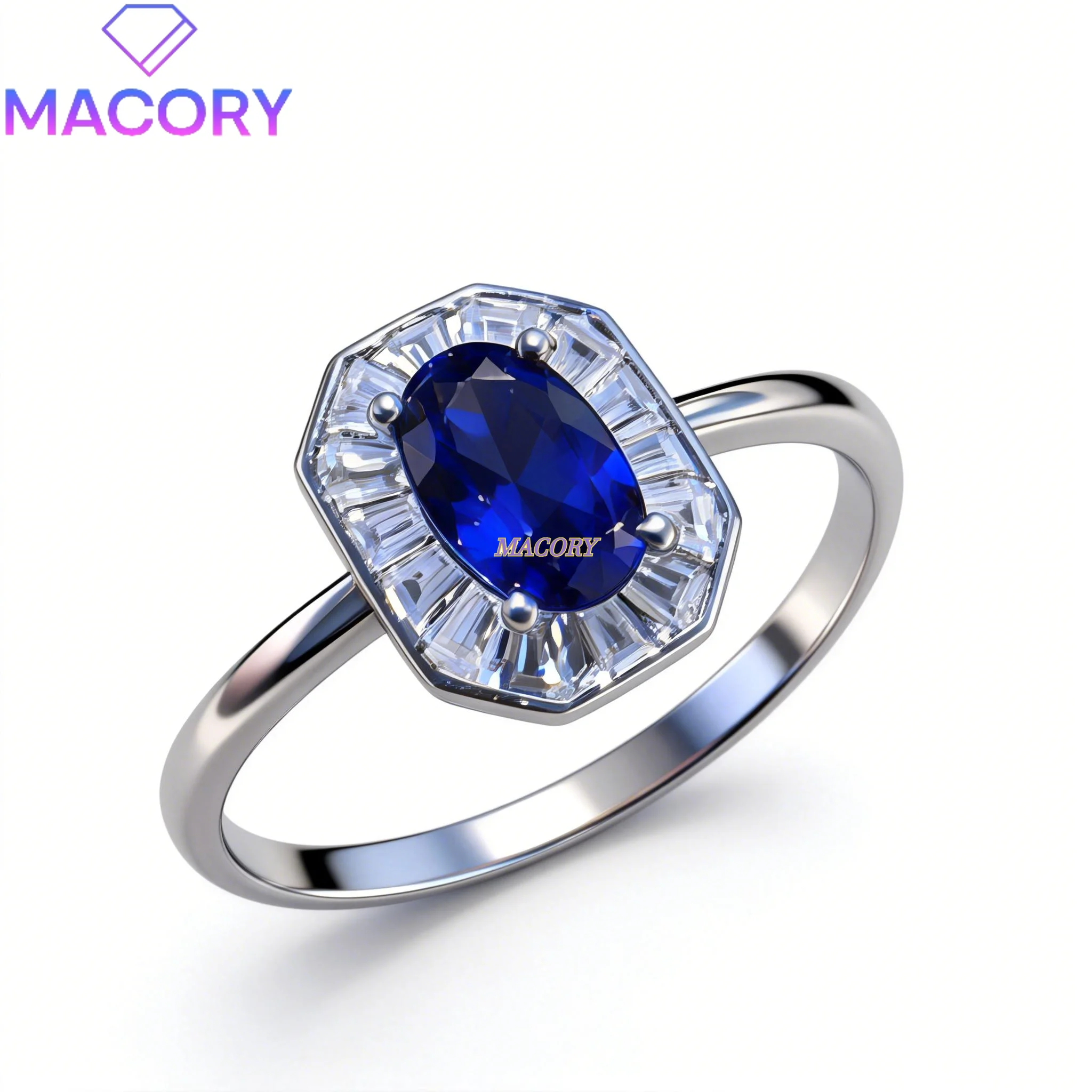 

Blue sapphire exquisite ladies' ring 925 pure silver setting elegant and exquisite luxurious jewelry suitable as a holiday gift