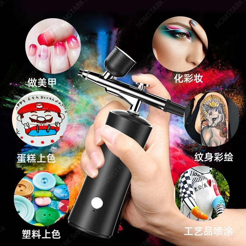 Rechargeable Mini Airbrush Spray Gun,Portable Electric Air Pump ForNail Art Gradient Painting,Manicure BodyArt DIY Beauty Supply