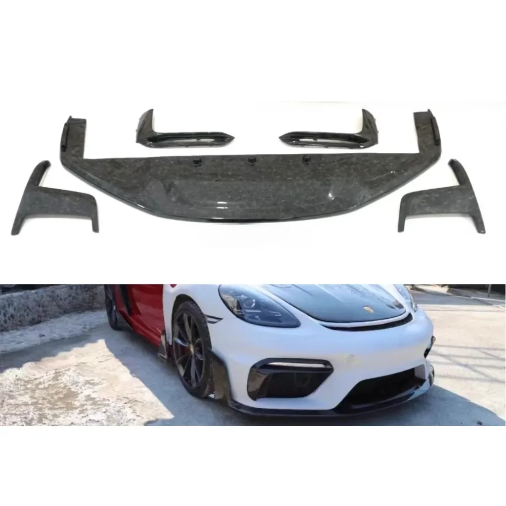 OEM Real Dry Carbon Fiber FRONT LIP For Porsche 718 Kaman GT4 GT4RS Front Bumper Car Modification Bumper Decoration Body Kit 