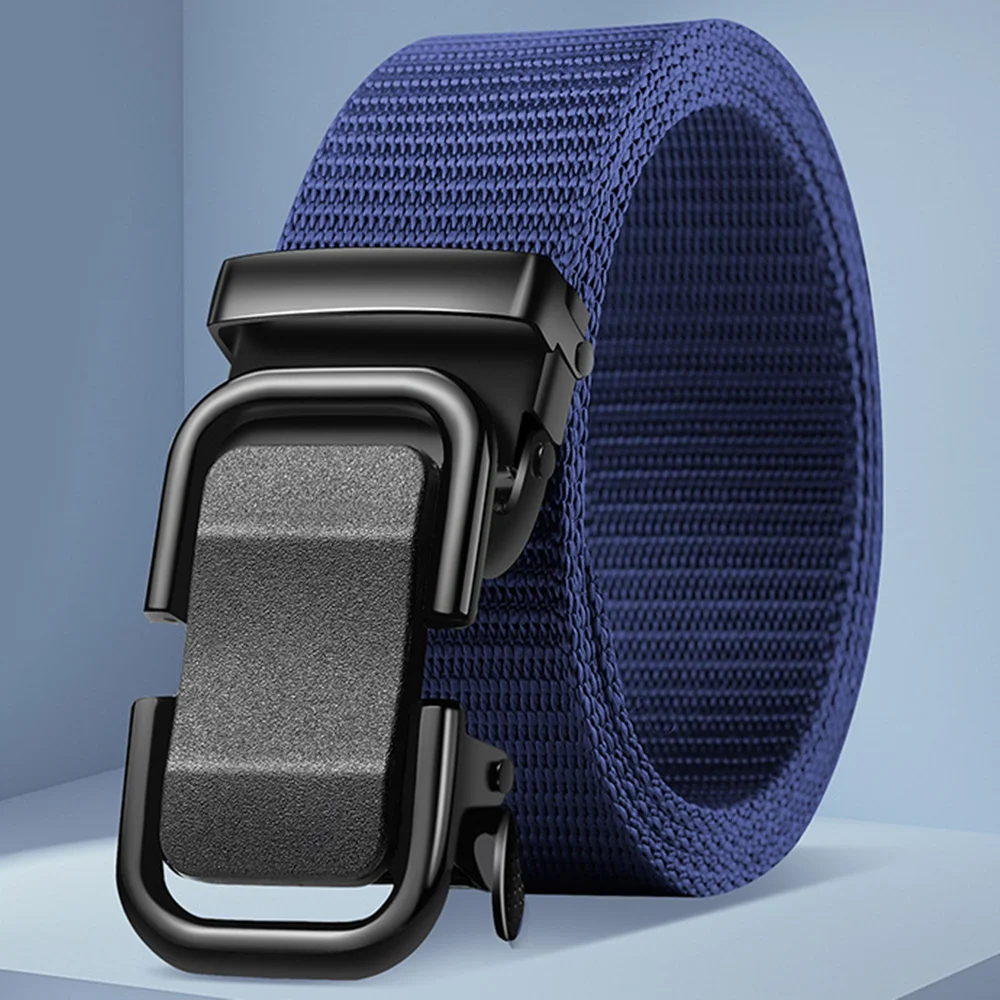Męski pasek z automatyczną metalową klamrą, nylonowy pasek z płótna, pasek roboczy outdoorowy, nylonowy pasek z klamrą zatrzaskową.