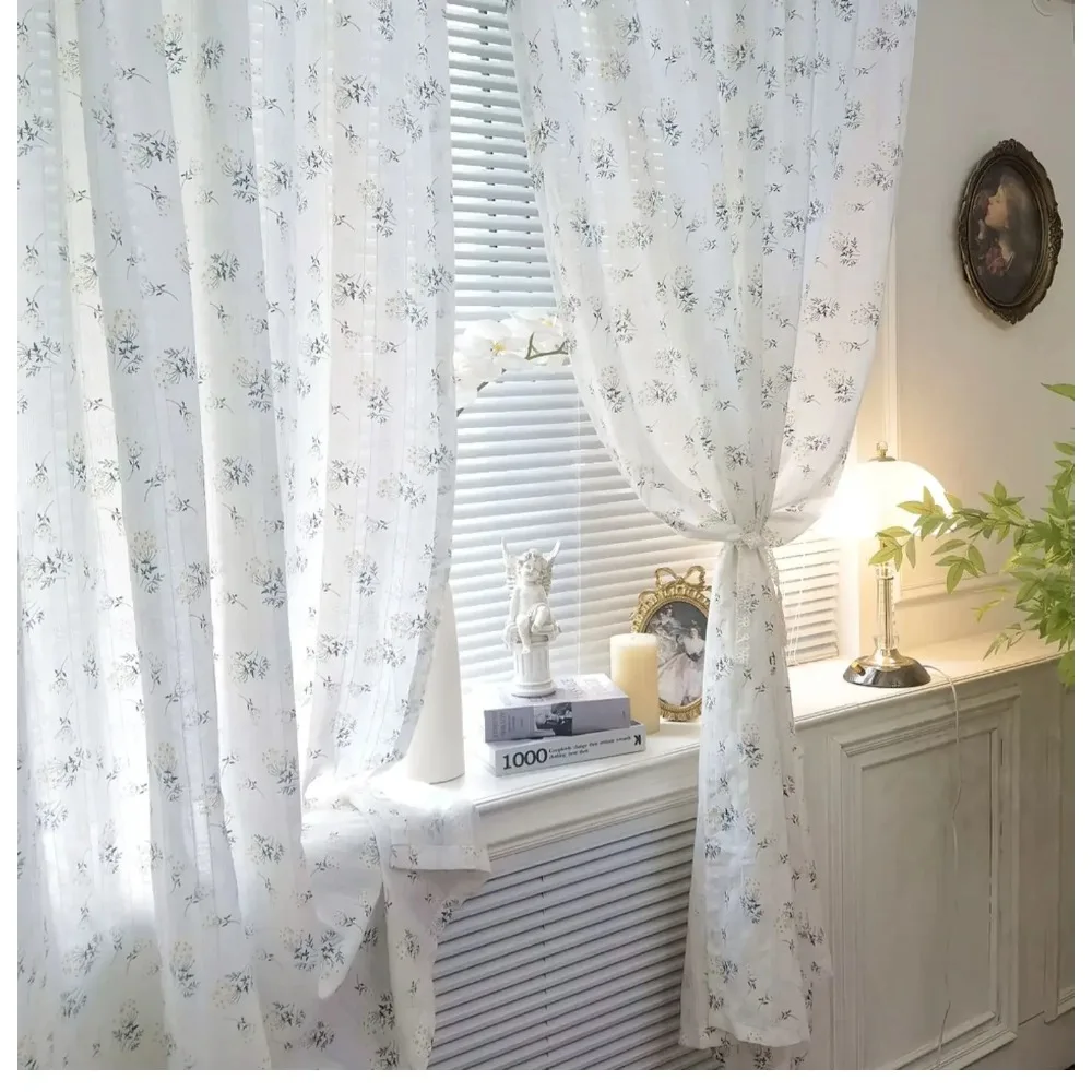 

Floral Blackout Cotton Fabric Soft Curtain for Bedroom Living Room Small Window Short Curtains Farmhouse Vintage Cafe Decor