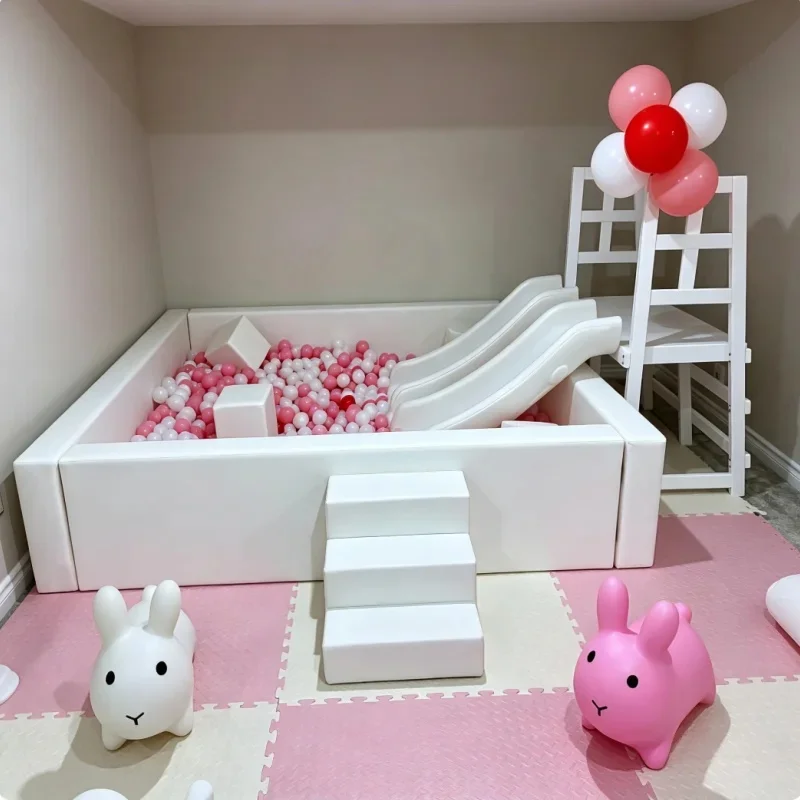 White Soft Play Package Inflatable Bounce Castle Ball Pit Slide Fence Commercial for Toddler Birthday Party Rental