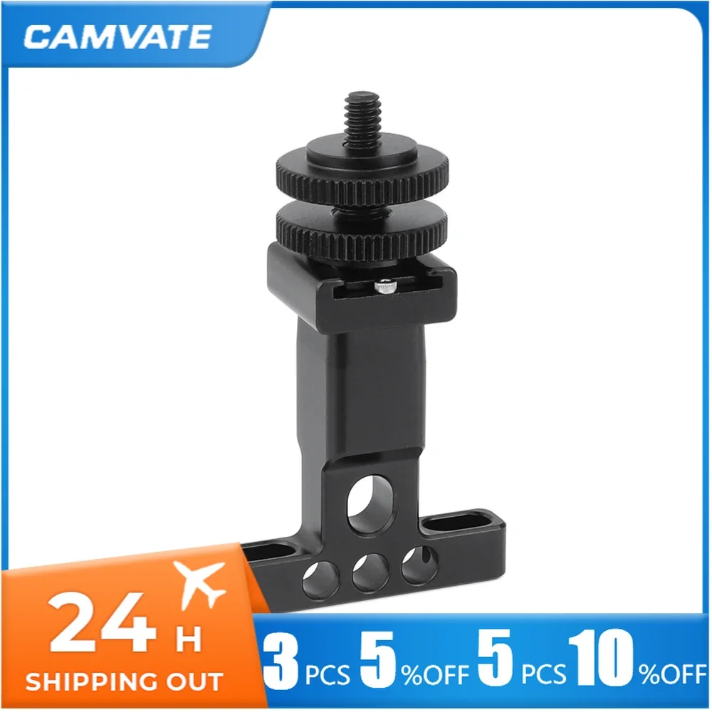 Держатель для монитора CAMVATE с креплением для обуви и двухсторонний винтовой адаптер с наружной резьбой 1/4 дюйма на наружную резьбу 1/4 дюйма для монитора/вспышки/ЖК-освещения