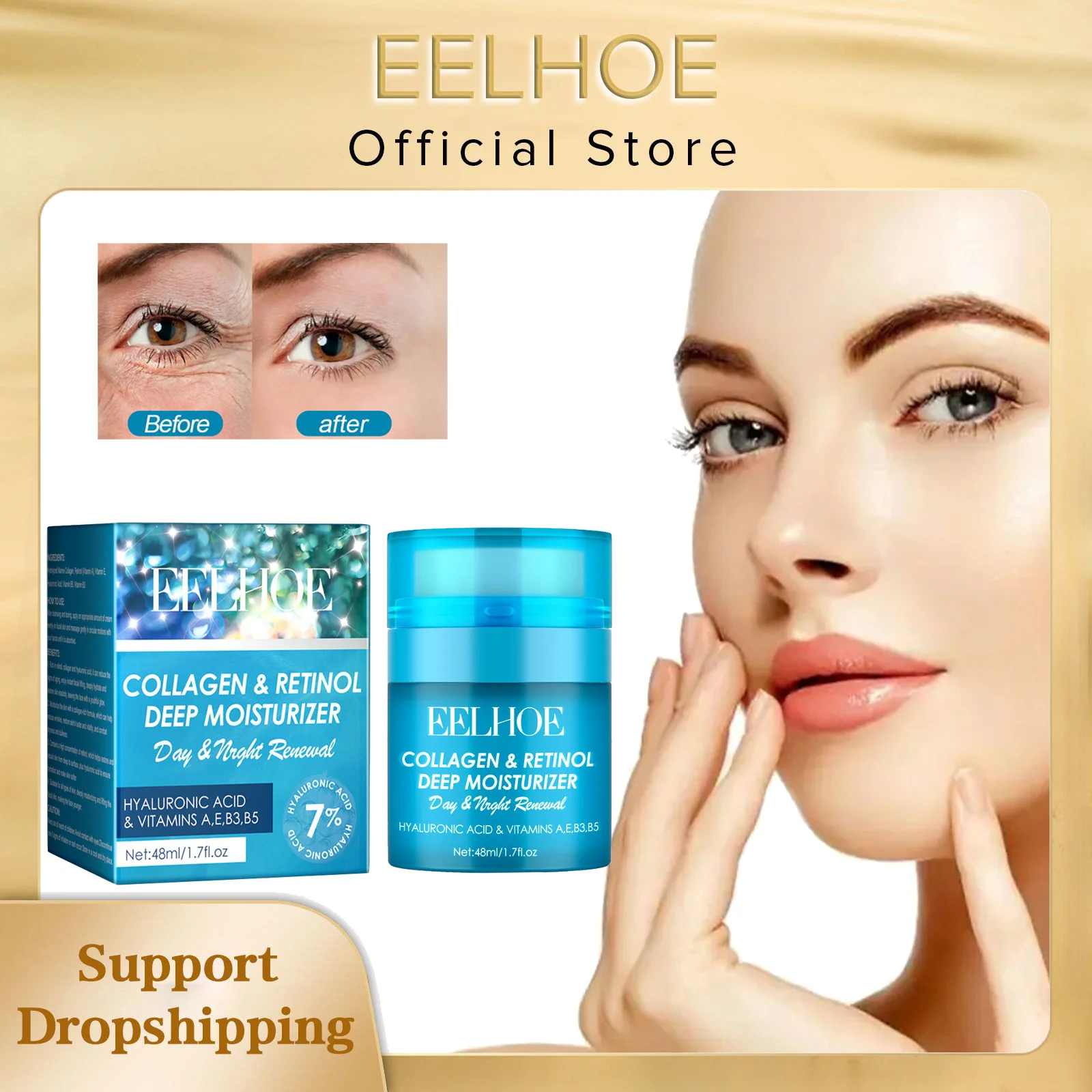 EELHOE Wrinkle Removal Cream Anti-Aging Smooth Fine Lines Brightening Wrinkles Deep Moisturizing Retinol Lifting Firming Cream