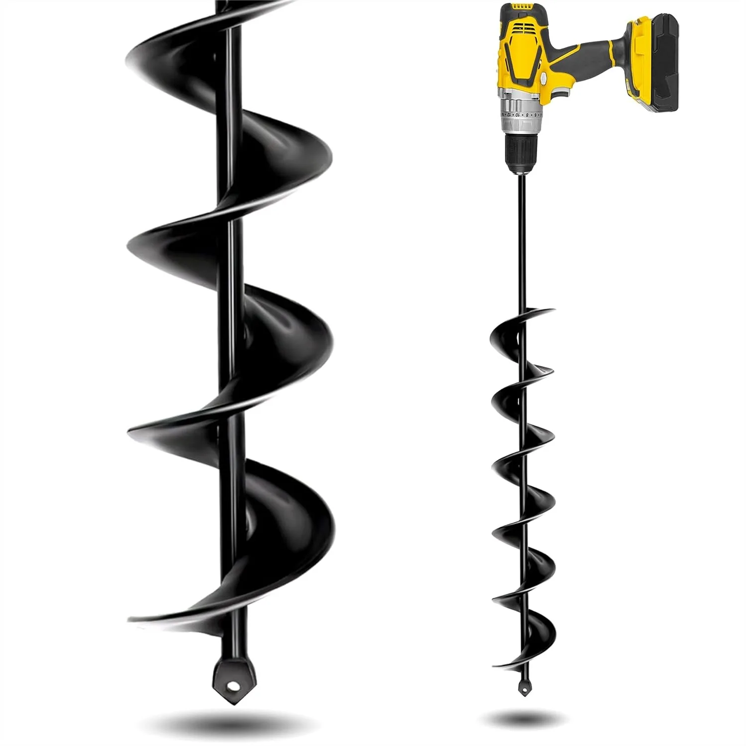 

Garden Auger Drill Bit 3" x 24" for Planting and Post Hole Digging - Upgraded Solid Shaft with Intensive Spirals, Heavy Duty