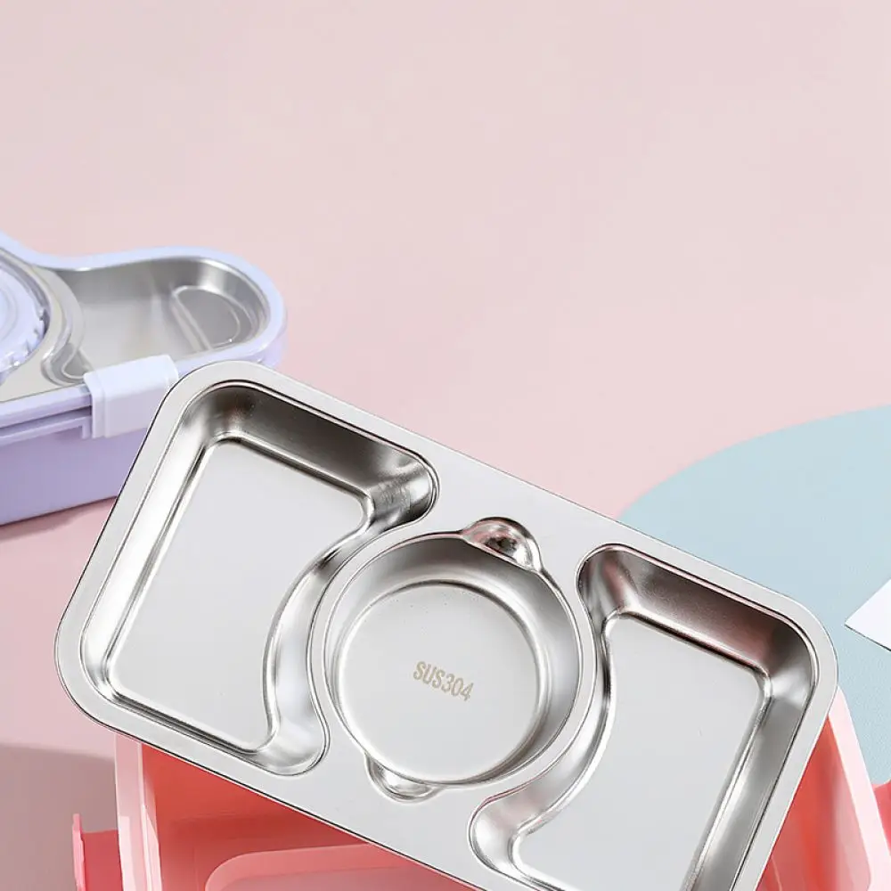 Modern Stainless Steel Bento Box For Lisheng Food Container Four Grid Thermal Lunch Case Portable Office Student Kitchen