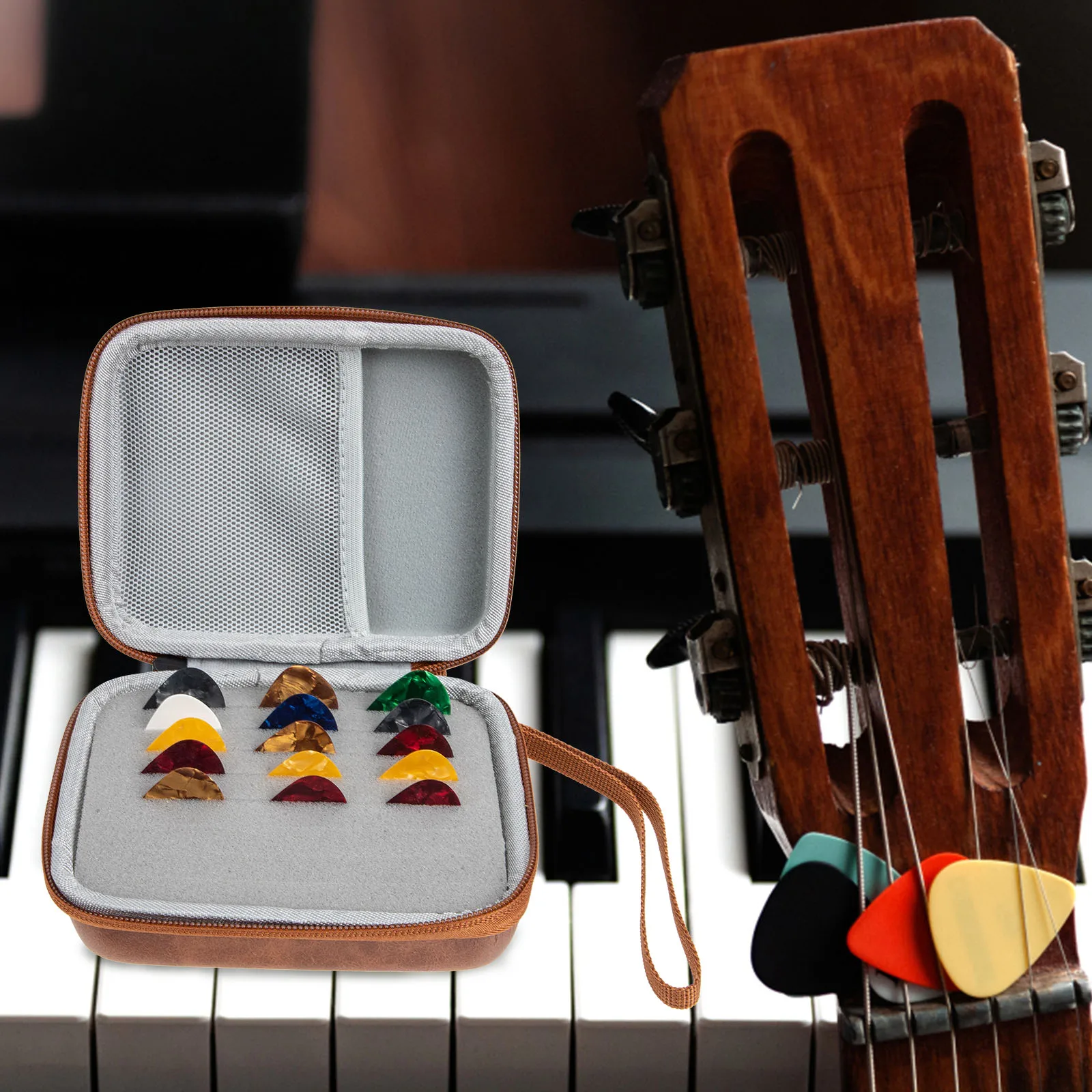 

Pick Storage Box Guitar Picks for Acoustic Portable Holder Pouch Plectrum Bracket