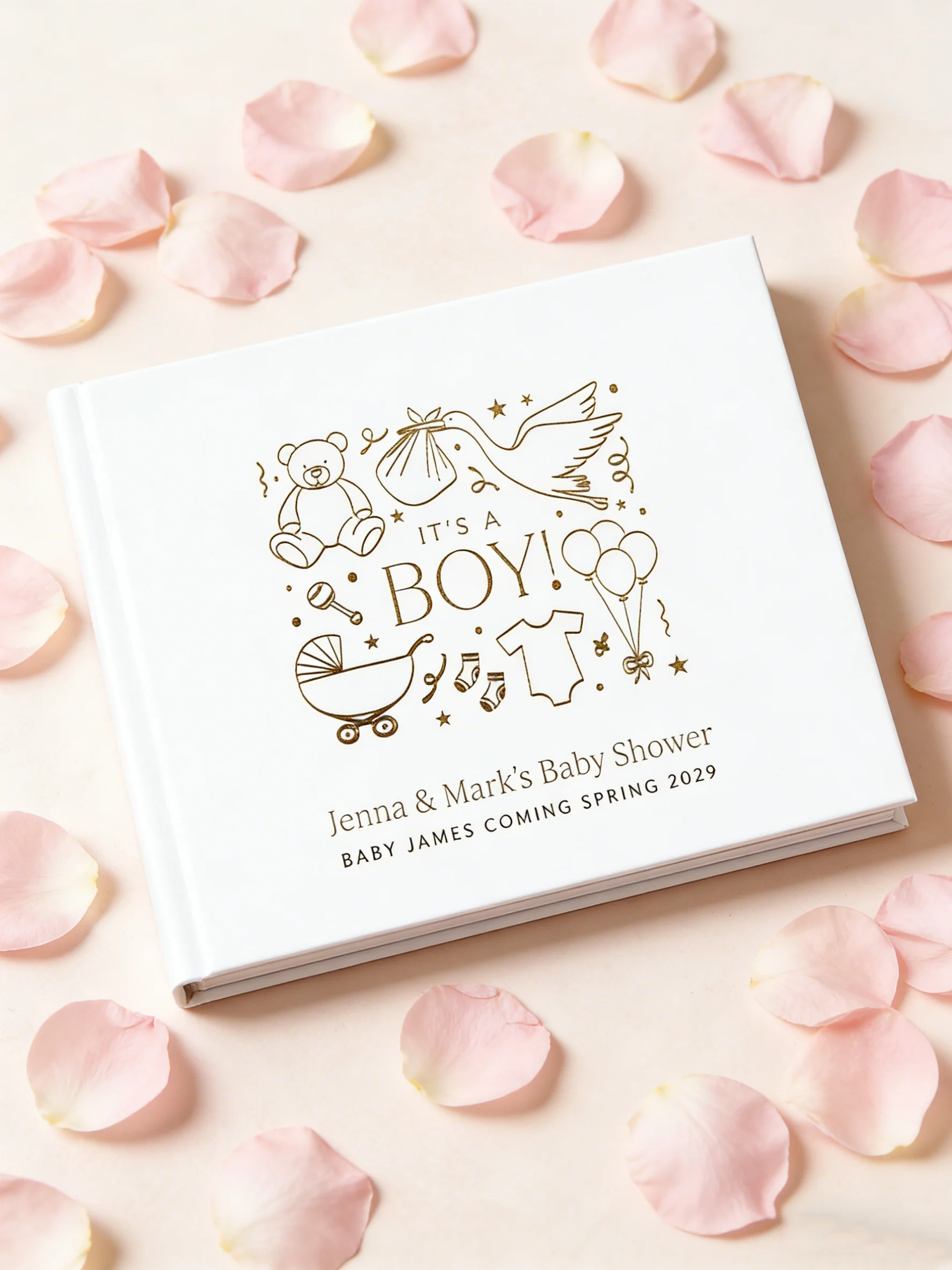 

Baby Boy Baby Shower Guest Book, Elegant Sign In Album & Perfect Gift for New Mom