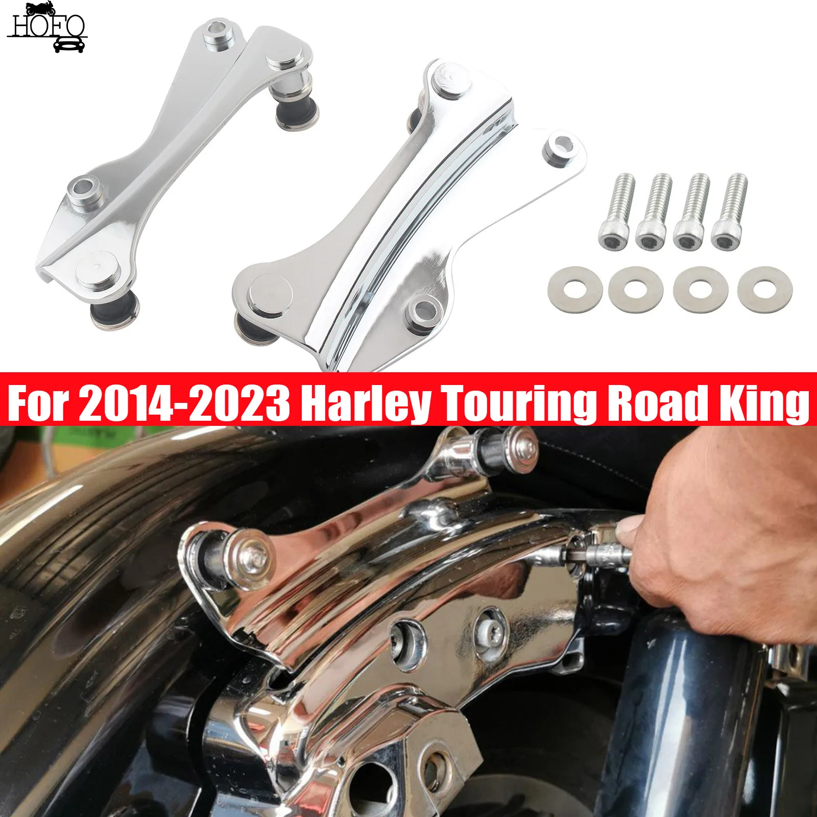 

Detachable 4 Point Docking Hardware Kit Black/Chrome For 2014-2023 Harley Touring Road Kin