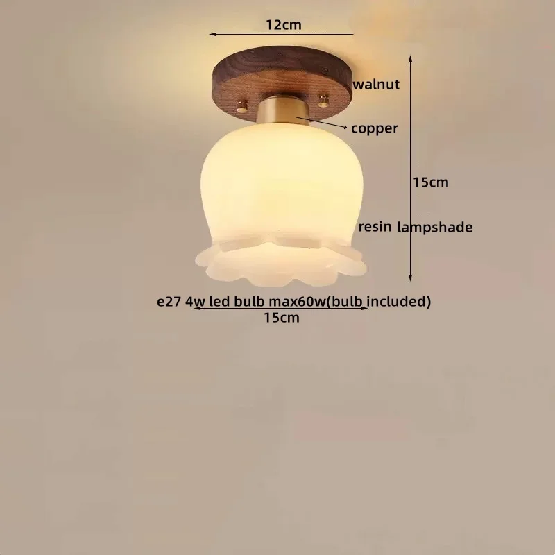 IWHD Lily shaped LED Ceiling Lamp Resin Walnut Porch Kitchen Living Room Light Modern Ceiling Lights Fixtures Lamparas Techo