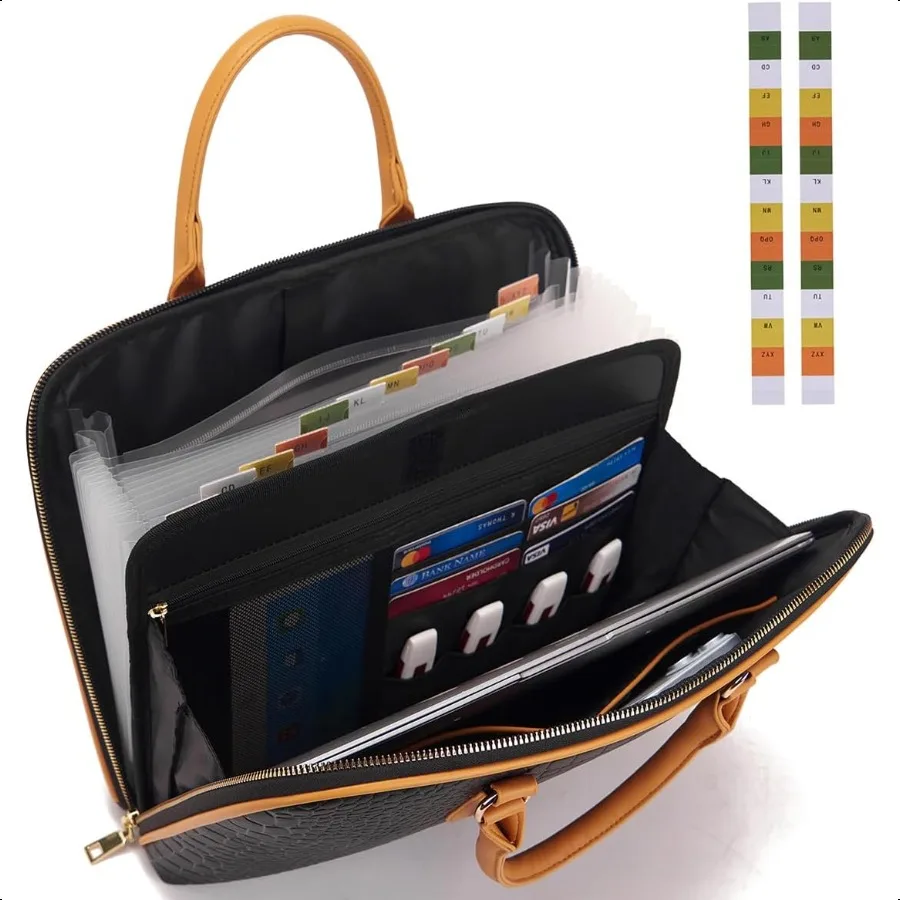 Accordian منظم الملفات ToteFolder مع ملصقات سحاب 12 جيب توسيع مجلد الملفات مع مجلد ورق متعدد الجيوب لـ Lette