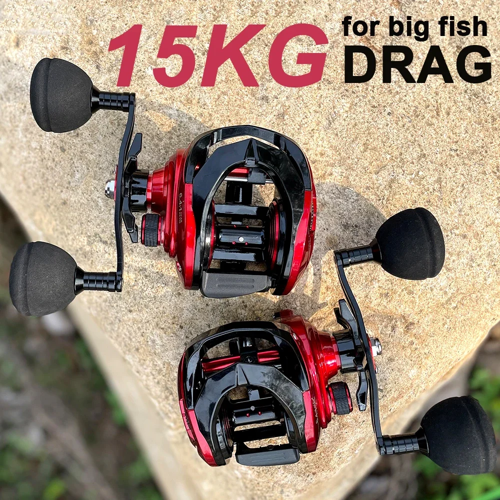 Big Game Baitcasting Fishing Reel Long Casting Carbon Fiber Frame 8+1BB 6.4:1 Gear Ratio Deep Spool Sea Jigging Fishing for Carp