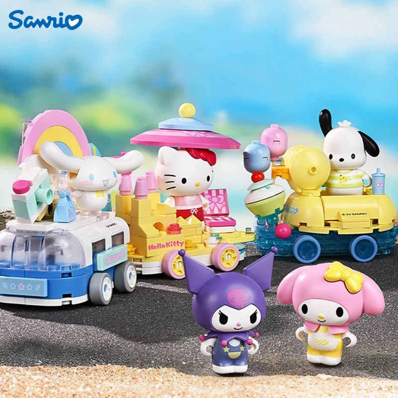 Asli keepley blok bangunan Sanrio Kuromi Float Parade My Melody seri kartun perakitan Model dekorasi hadiah ulang tahun