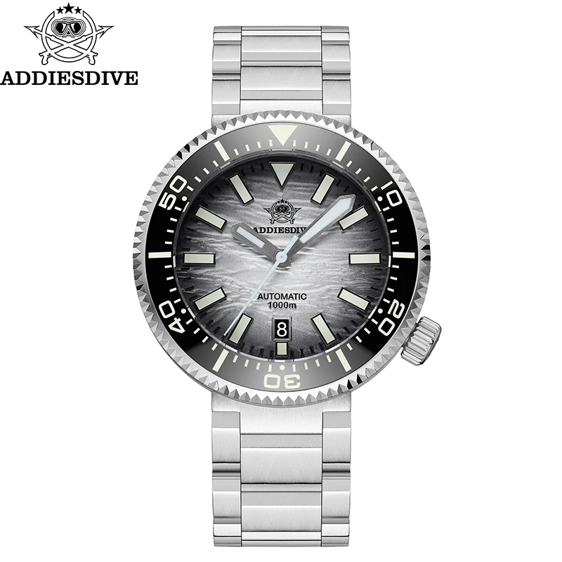 ADDIESDIVE Men’s Automatic Mechanical Watch Sapphire Ceramic Bezel NH35 Steel Wristwatches 3D Sea Dial BGW9 Luminous Dive Watch