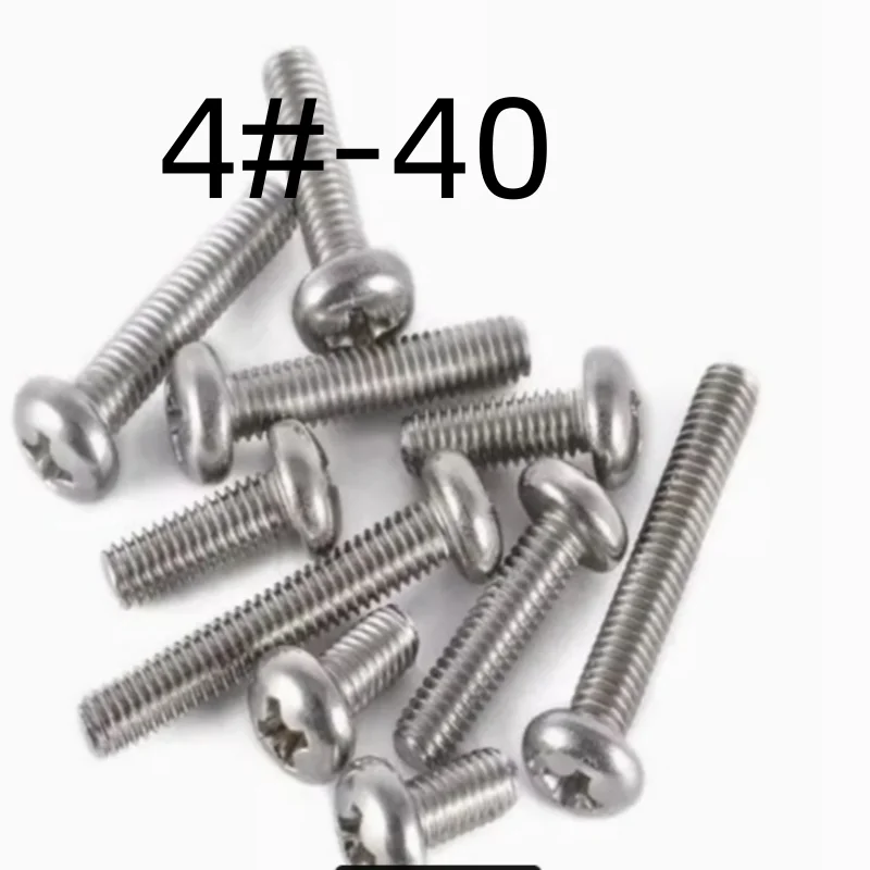 500PCS 304ss 4#40 UNC/UNF 304 stainless steel US pan head Phillips screws Inch round head Phillips screws