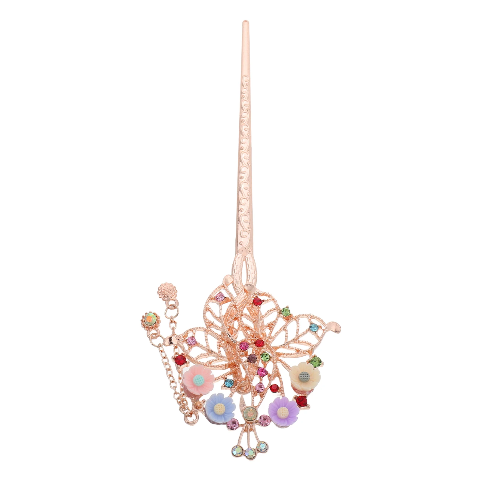 

Ancient Chinese Hairpin Vintage Decorative Pins Tassel Peacock Design Alloy Durable Updo Hairstyles Traditional Accessories