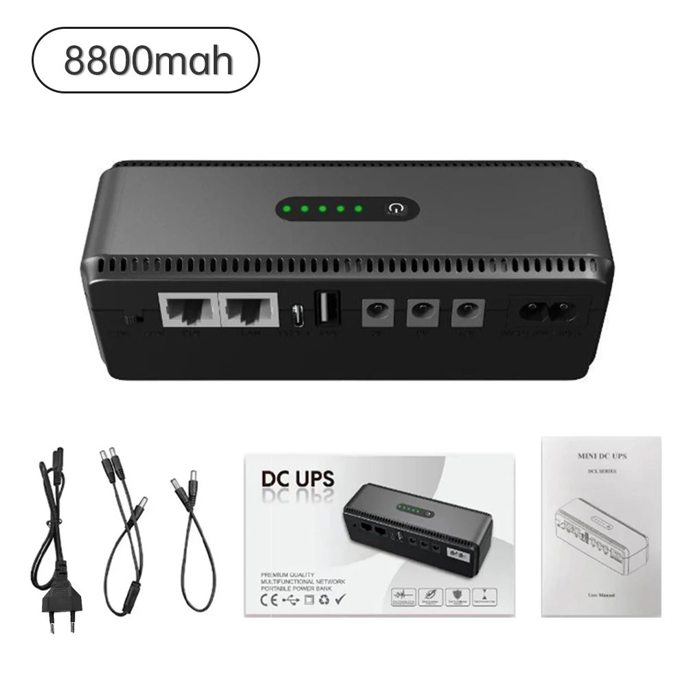 

8800mAh DC UPS Battery Backup 5V 9V 12V 2A 15V 24V Output Uninterruptible Power Supply 100-240V UPS Battery Backup For Router