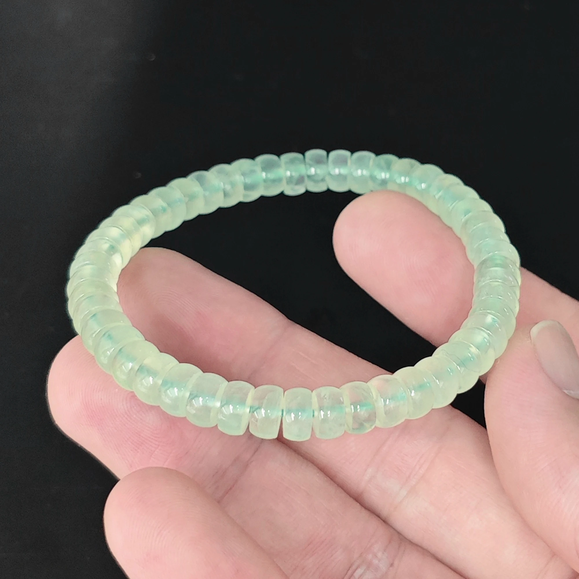 Natural Prehnite Bracelet Grade A 5.5-6mm Green Rondelle Abacus Disc Bead Gemstone Crystal Stretch Gift Women Men 16cm