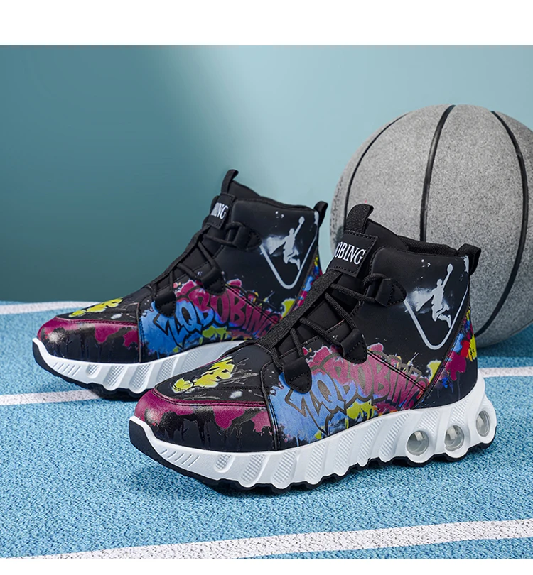 Frühling und Herbst Neuer Stil Farbblockierende Trendige Laufschuhe, Übergrößen Herrenschuhe, High-Top Dicksohlige Freizeitschuhe, Vielseitige Sportschuhe – Detail 23