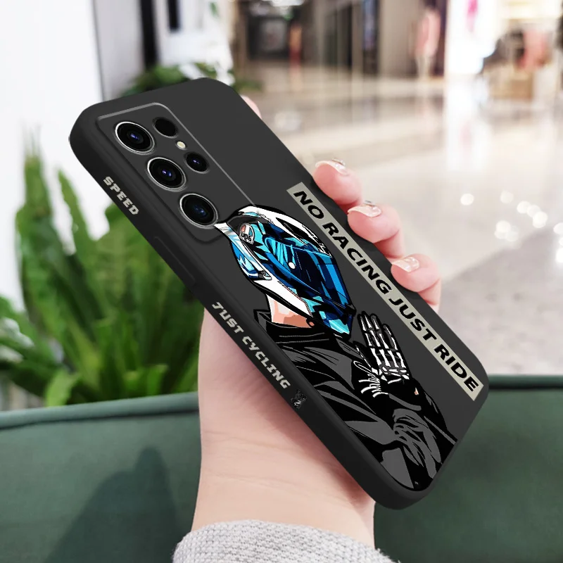 Motorcycle Boy Phone Case For Samsung Galaxy S25 S24 S23 S22 S21 S20 S10 S10E Ultra Plus FE Note 20 Ultra 10 Plus Cover