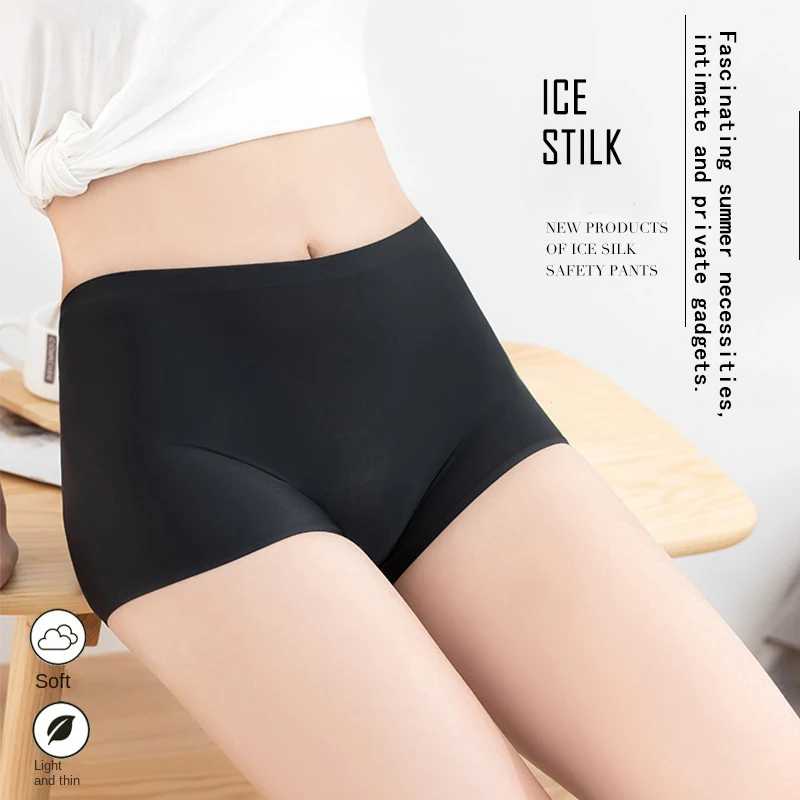 Women's Summer Seamless Safety Pants Ice Silk Panties Anti-glare Underpants Ladies.Girl Boxer Shorts Briefs Cozy Breathable