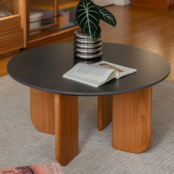 

Круглый стол из вишневого дерева, простой круглый стол из цельного дерева, чайная сторона, гостиная, балкон, бытовой круглый кофейный маленький