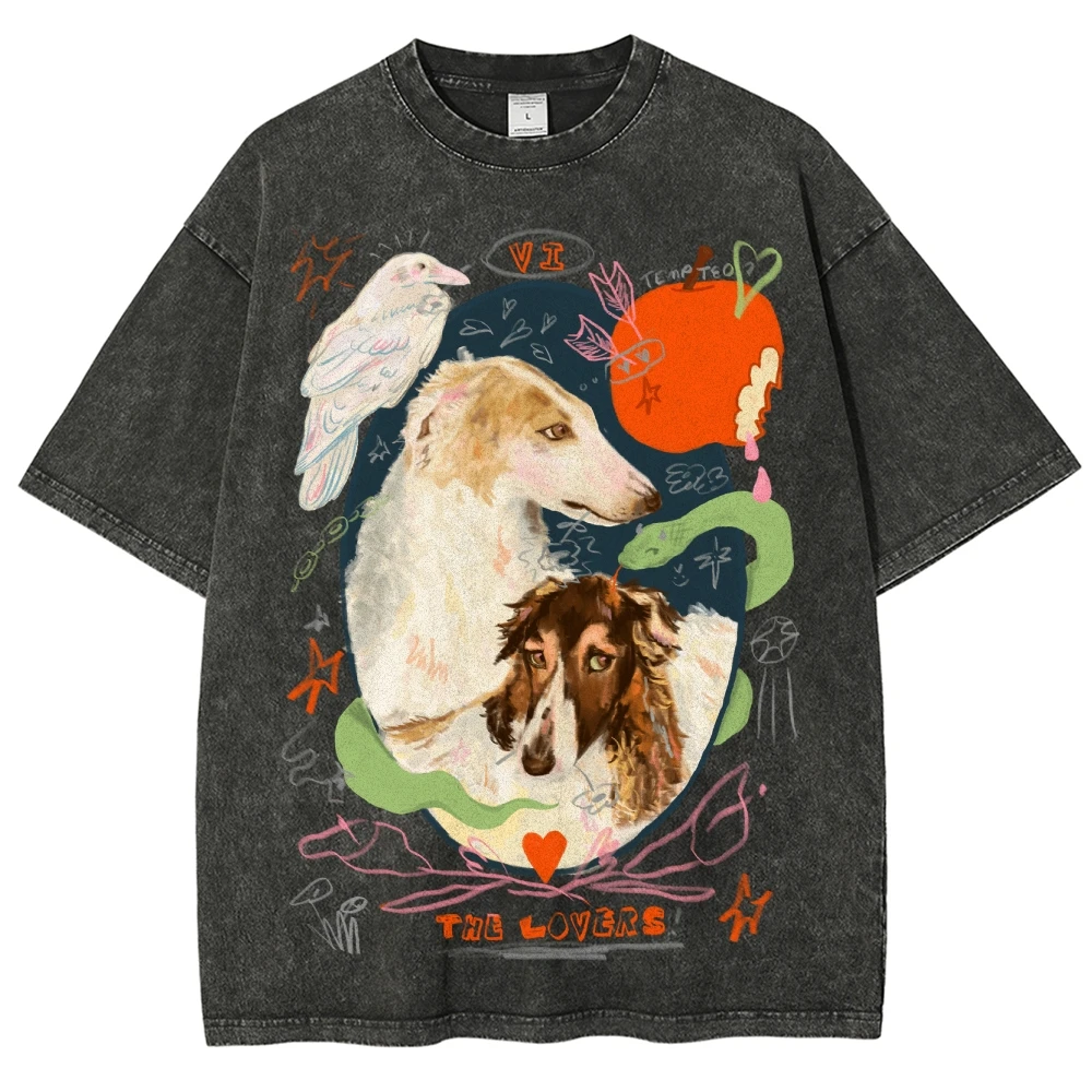 Dog Lovers Tomato Hand Printed Tee Vintage Unisex T-Shirt Retro Women Clothing y2k T-Shirt 90s Shirt Streetwear Shirt