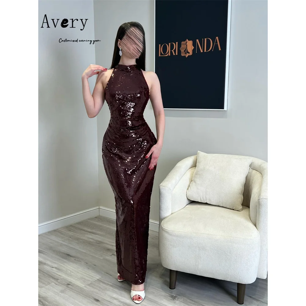 

Avery Custom Burgundy Fishtail Round Neck Shiny Women's Ball Gown Dresses for Luxury Party Evening Dresses Wedding Gala Dress