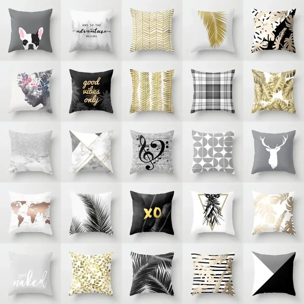 

Modern Geometric Decorative Throw Pillow Cases Cushion Covers for Sofa Seat Chair Car Gray Yellow Color Living Room