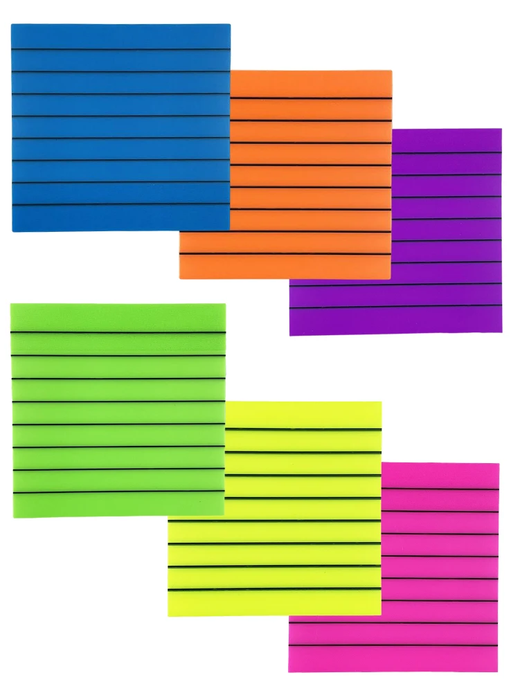 6pcs Practical Meeting Reminders Book For Studying Sticky Notes Stationery Home With Lines Translucent Convenient Self Stick
