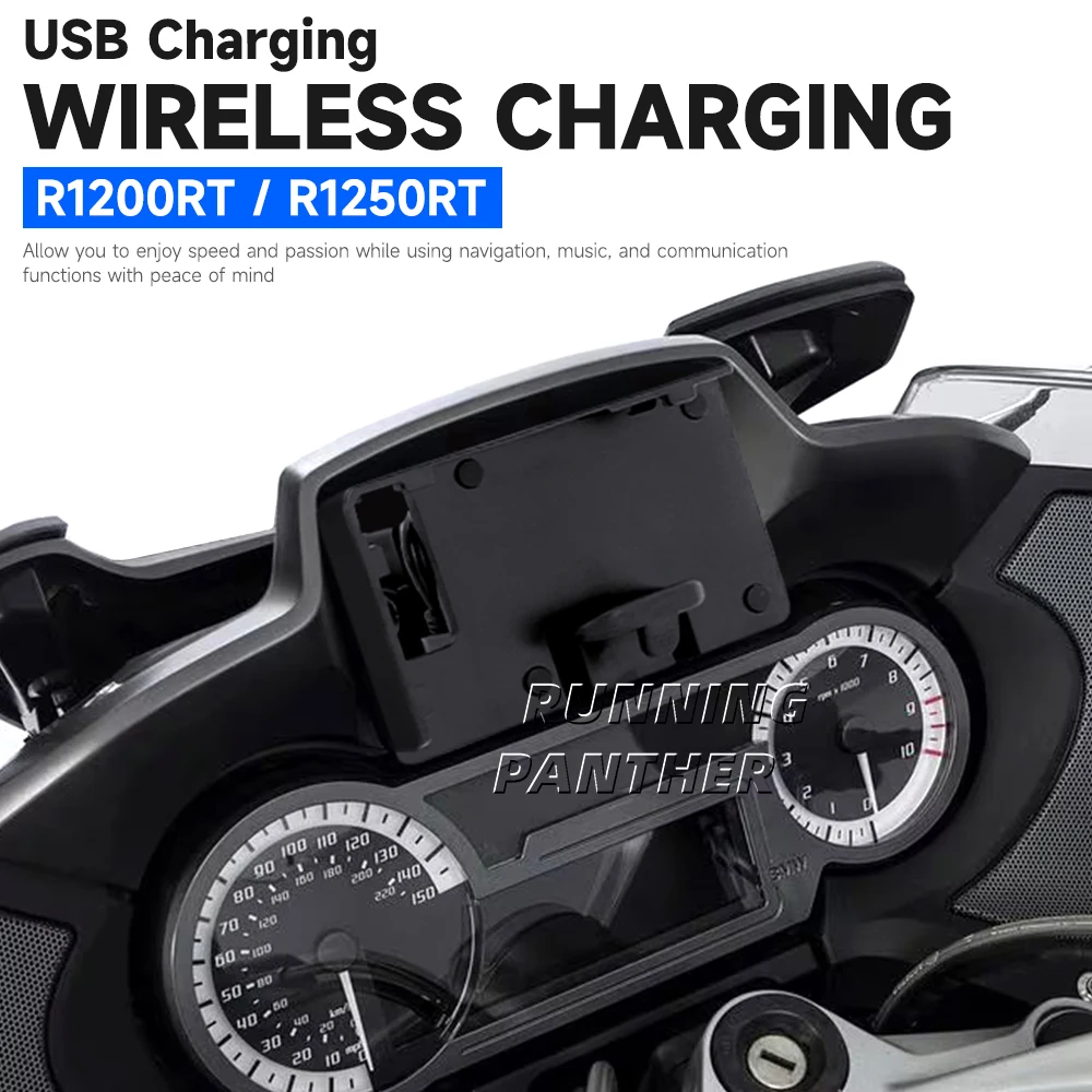 For BMW R1200RT R1250RT Suitable GPS Navigator USB Charger Mobile Phone Navigation Bracket 2 In 1 Fast Wireless Charging