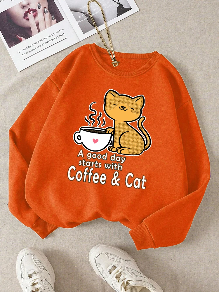 

A Good Day Stars With Coffee Printed Female Sweatshirt Autumn S-Xxl O-Neck Comfortable Tracksuit Casual Warm Soft Clothes Women