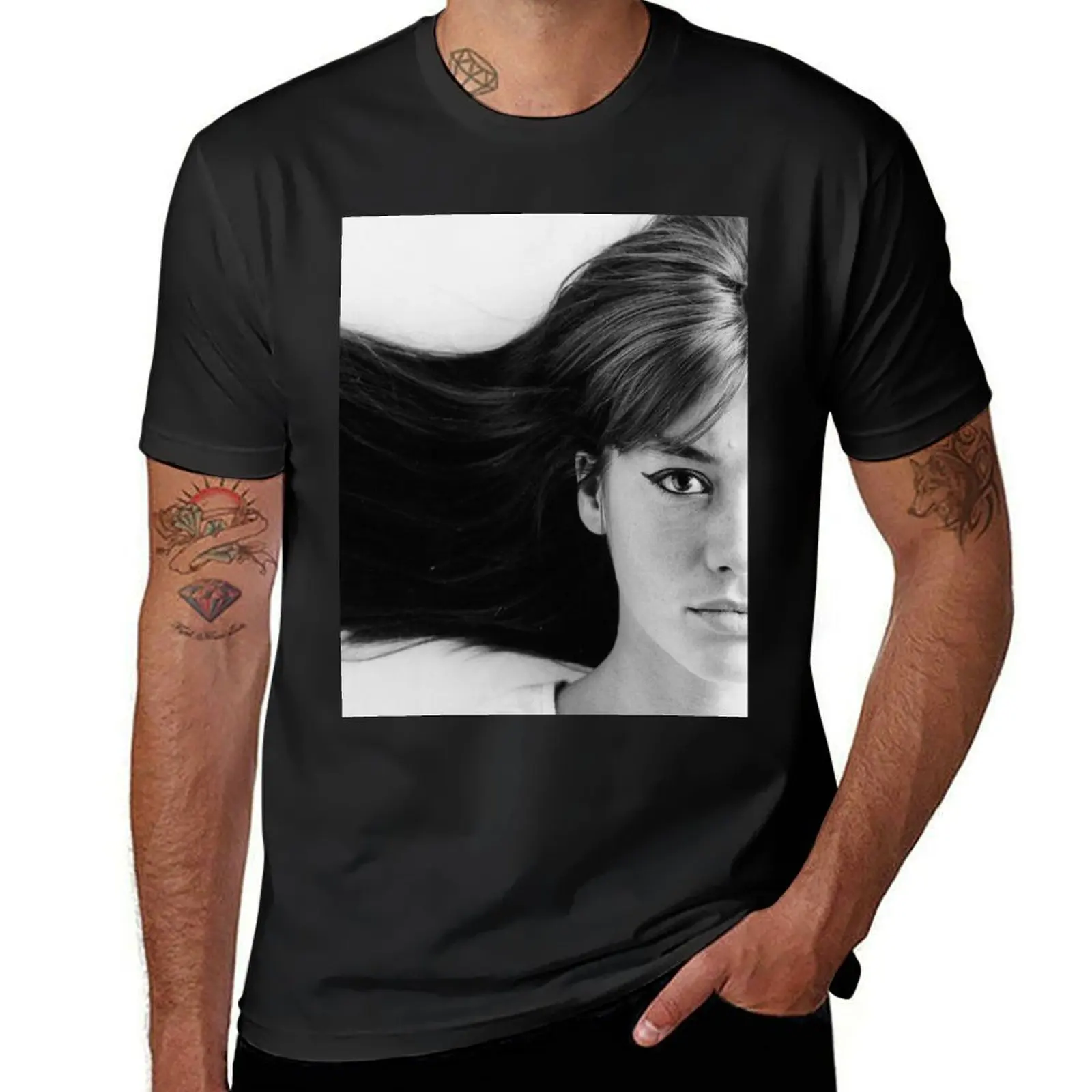 Fran?oise (Francoise) Hardy - History's Most Fashionable Hair T-Shirt blanks blacks Men's t-shirts
