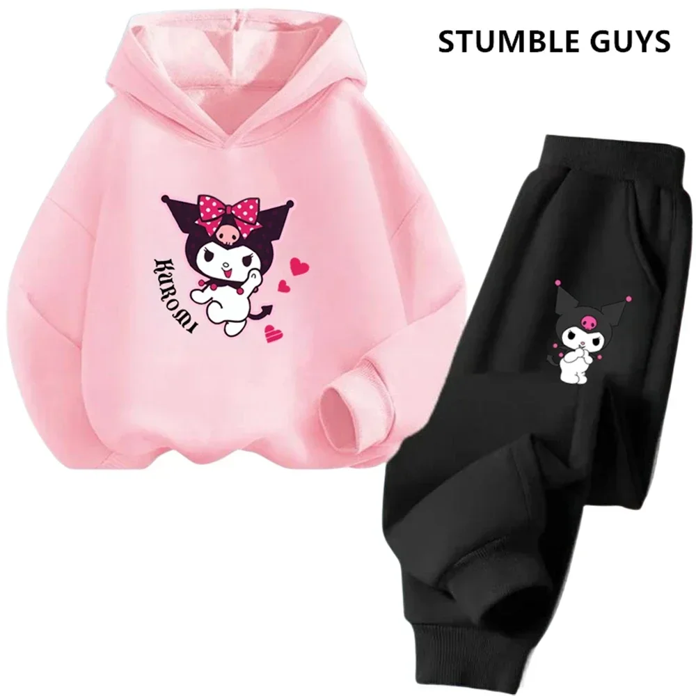 Kawaii Kuromi felpa con cappuccio Set bambini moda ragazzi abbigliamento autunno neonate vestiti gatto vestito bambini felpe con cappuccio bambino tuta Casual