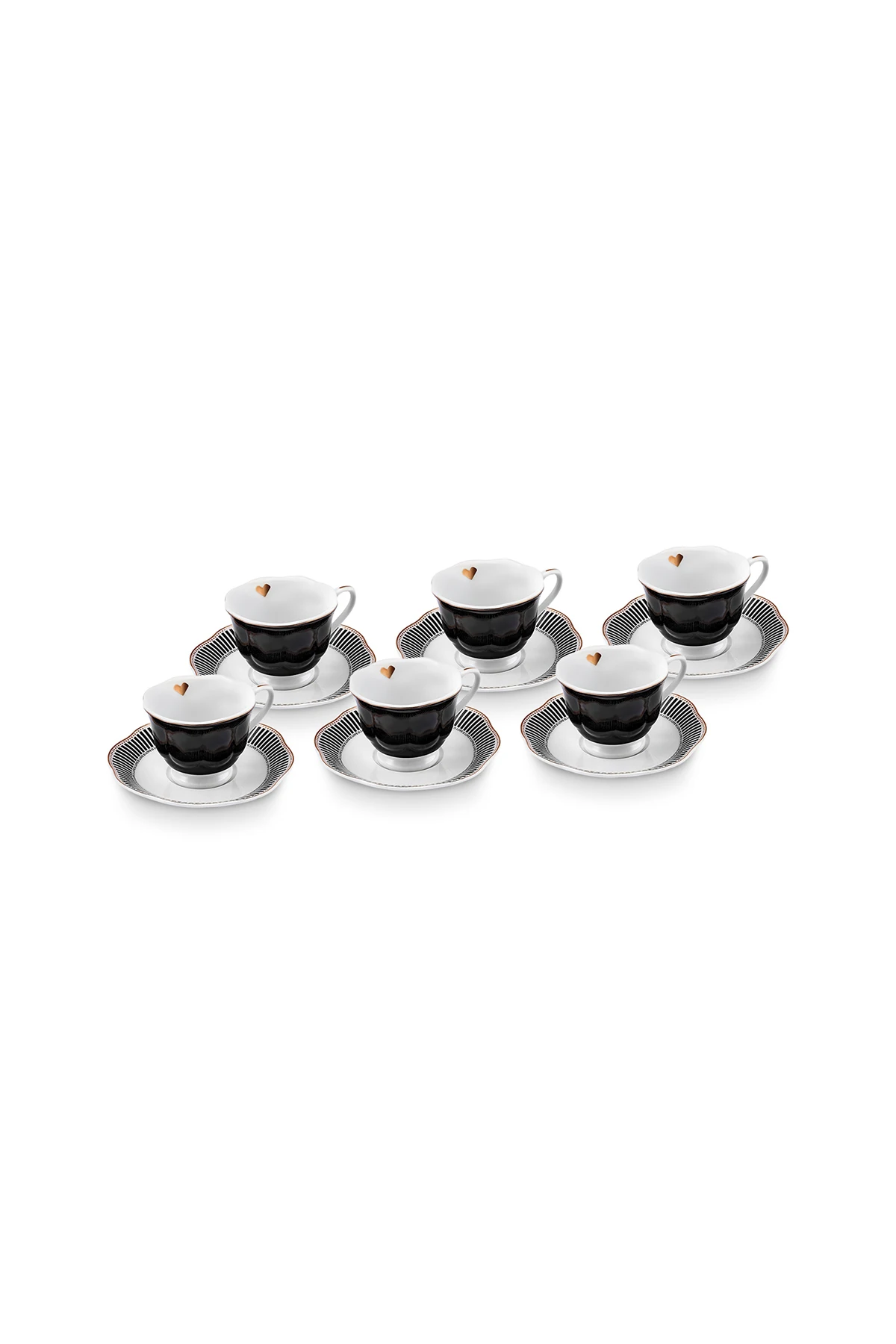 Piraye Coffee Cup Set for 6 Persons 80 ml Turkish Coffee Set 12 Pieces Luxury Ceramic Coffee Cup Set for 6 People Coffee Tea Set