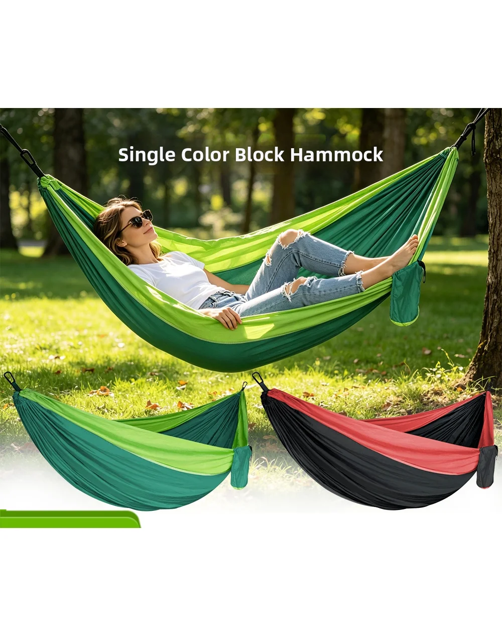 

Single Person Camping Hammock Portable Parachute Nylon Outdoor Garden Travel Hanging Bed Ultralight Foldable Hammock