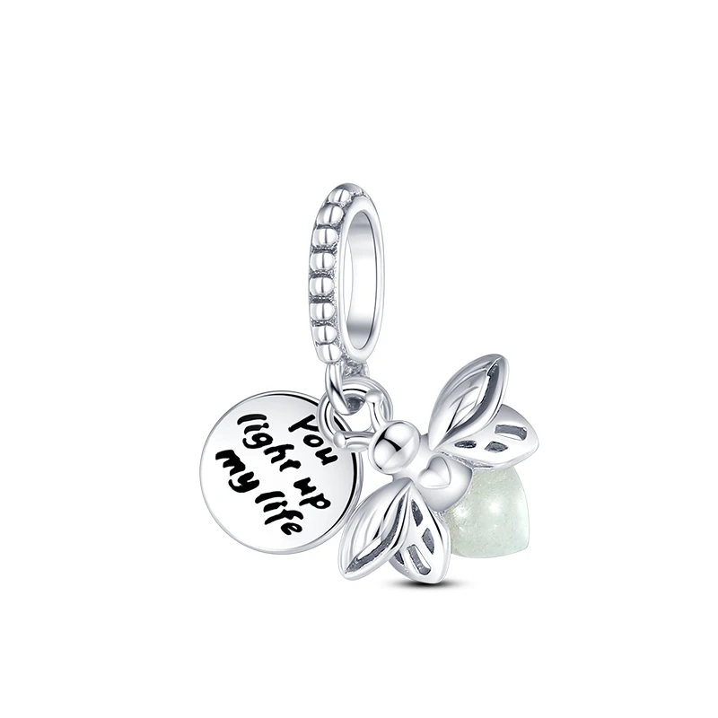 Glow in The Dark 925 Sterling Silver Charm Fit originale Pandora bracciale Bead per le donne fai da te moda luminosa lucciola gioielli Hot