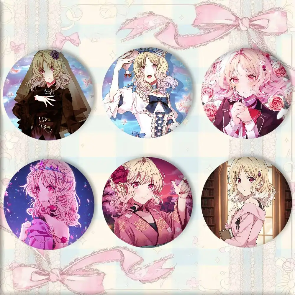 Classic Game D-Diabolik Lovers Komori Yui Anime Badge Tinplate Round Laser Brooch Clothes Backpack Accessories Lapel